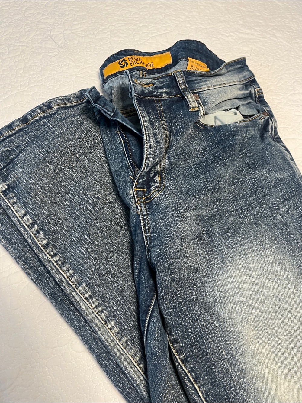 Regal Exvhange Men's Slim Straight Blue Washed Denim Jeans